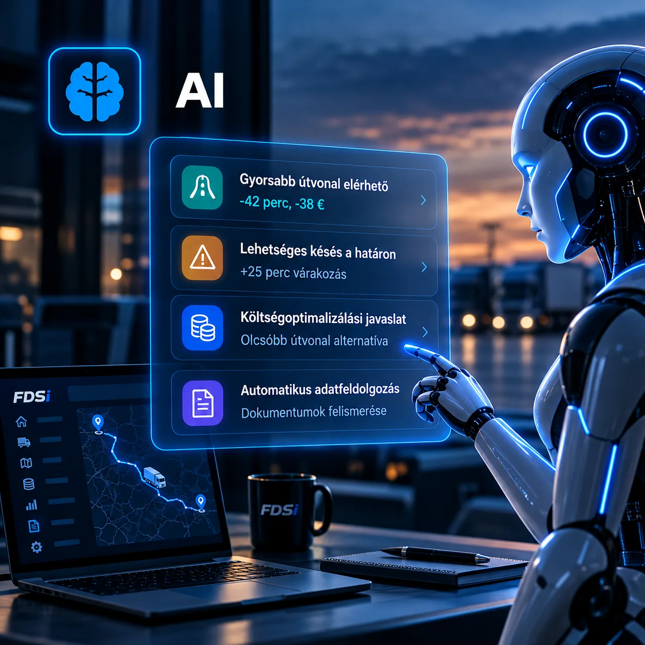 AI-SEGÍTSÉG – fuvarozási funkció bemutatóképe