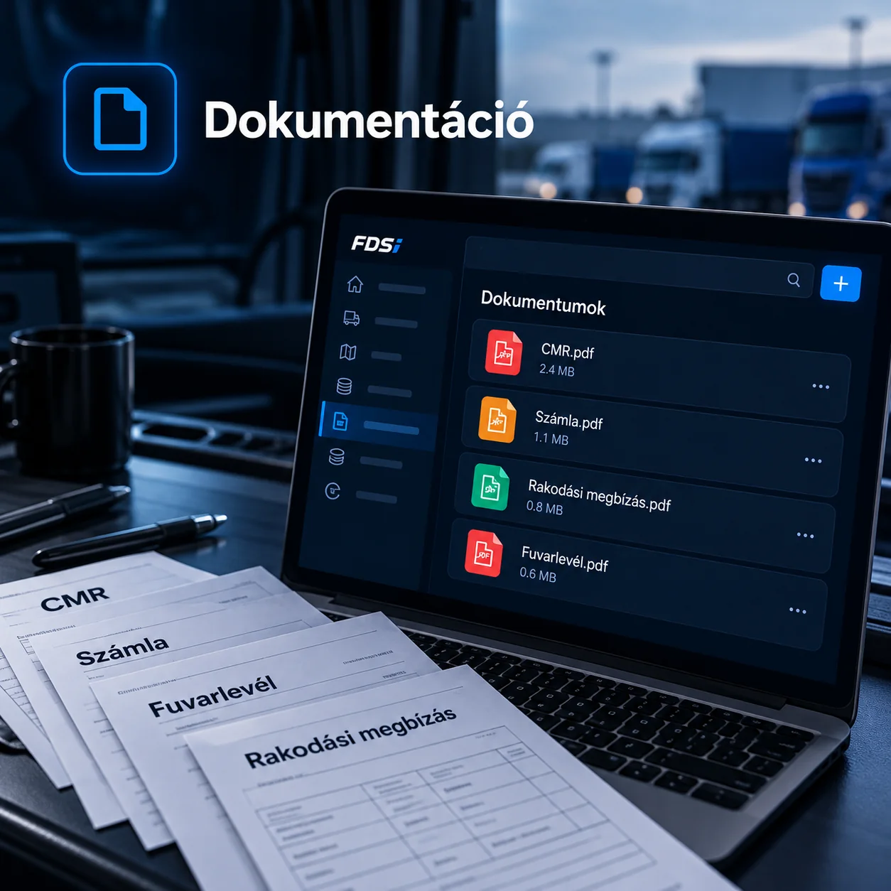 DOKUMENTUMOK – fuvarozási funkció bemutatóképe