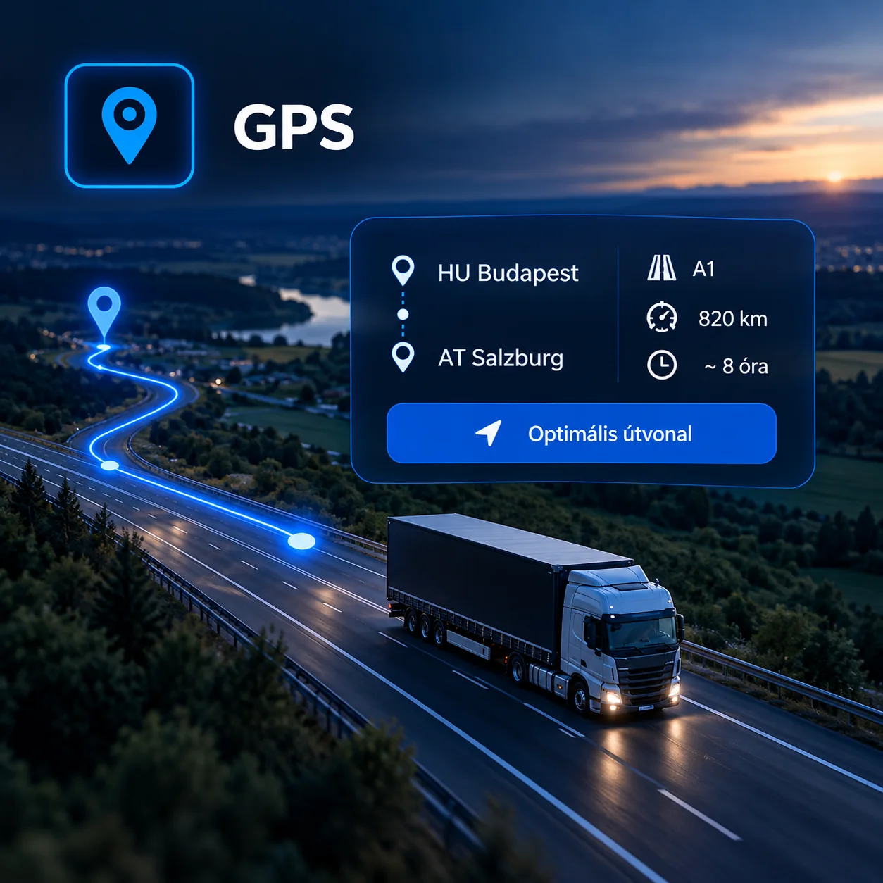 GPS ÉS ÉRKEZÉS – fuvarozási funkció bemutatóképe