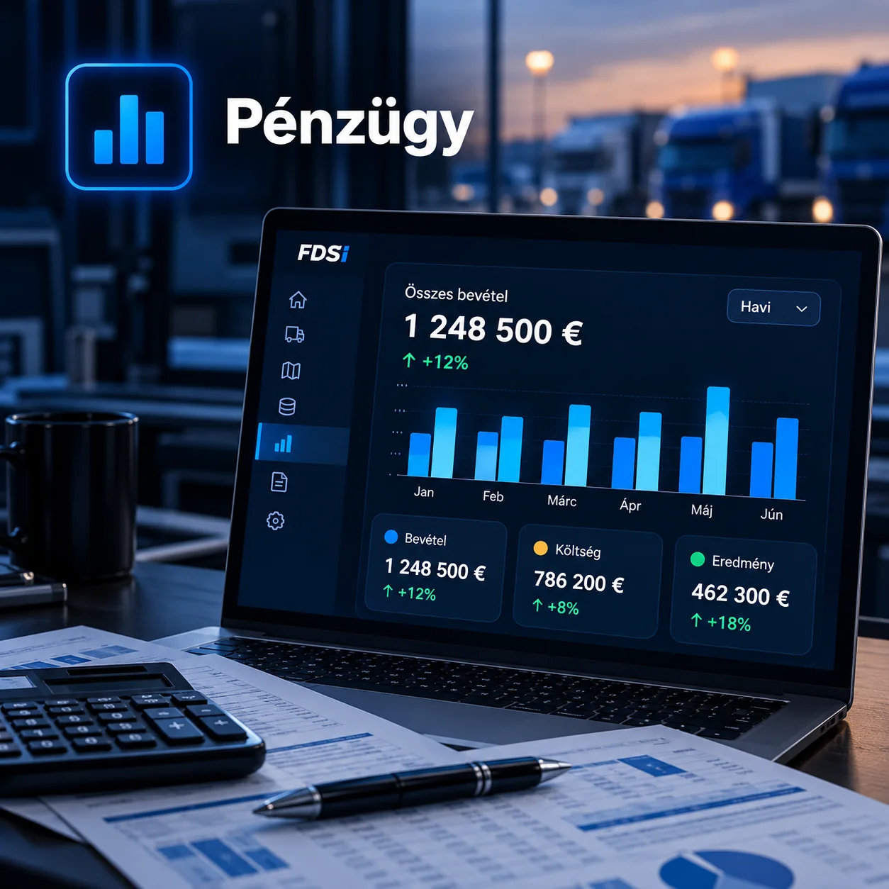 PÉNZÜGYEK – fuvarozási funkció bemutatóképe